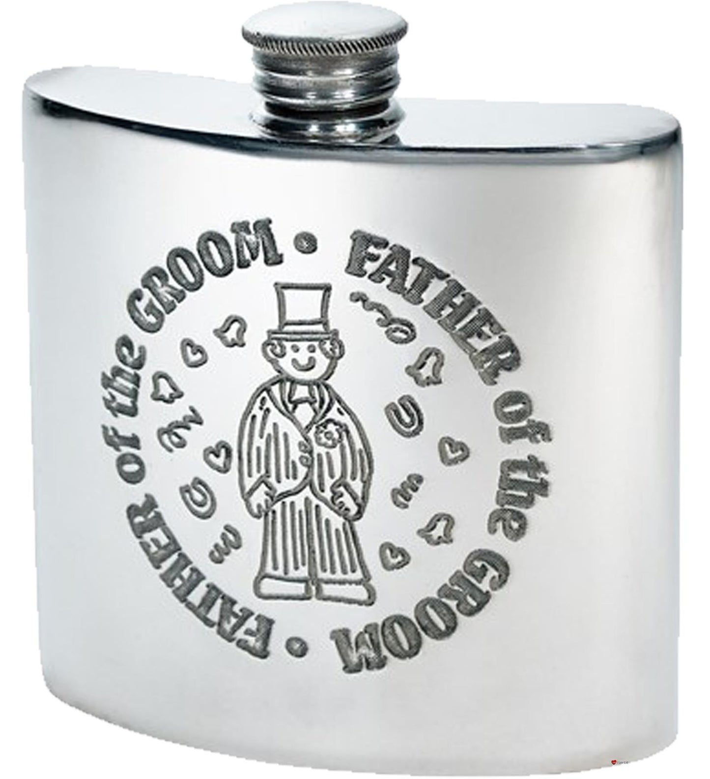 4oz Pewter Flask Wedding Father of Groom Polished Screw Perfect for Engraving