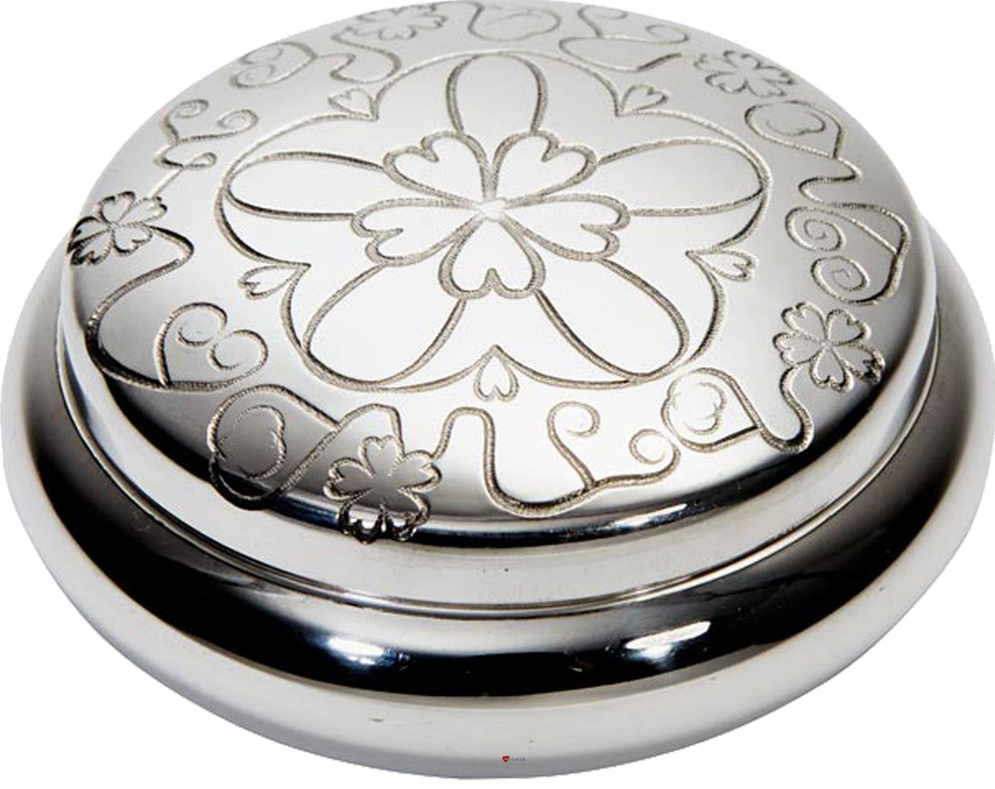 Pewter Trinket Box Embossed Yorkshire Rose Design on Lid Georgian Shaped