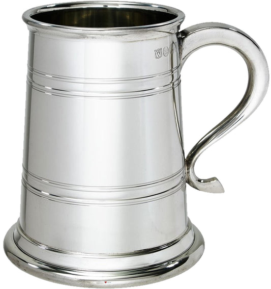 Pewter Tankard 1 Pint Heeley Style Lines and Swan Handle Perfect for Engraving