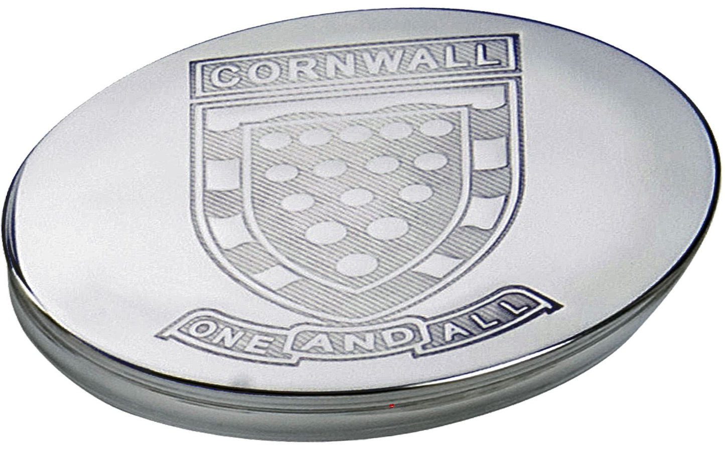 Cornwall National Crest and Motto on Lid 90mm Large Pewter Trinket Box