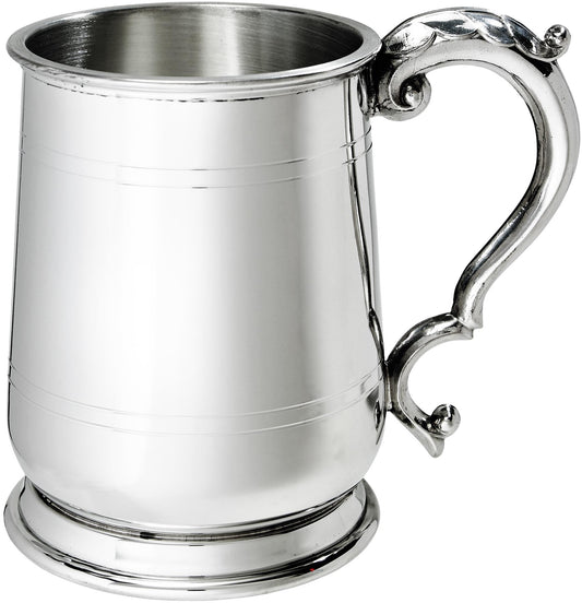 Pewter Tankard 1 Pint Jacobean Shaped Double Lines Perfect for Engraving