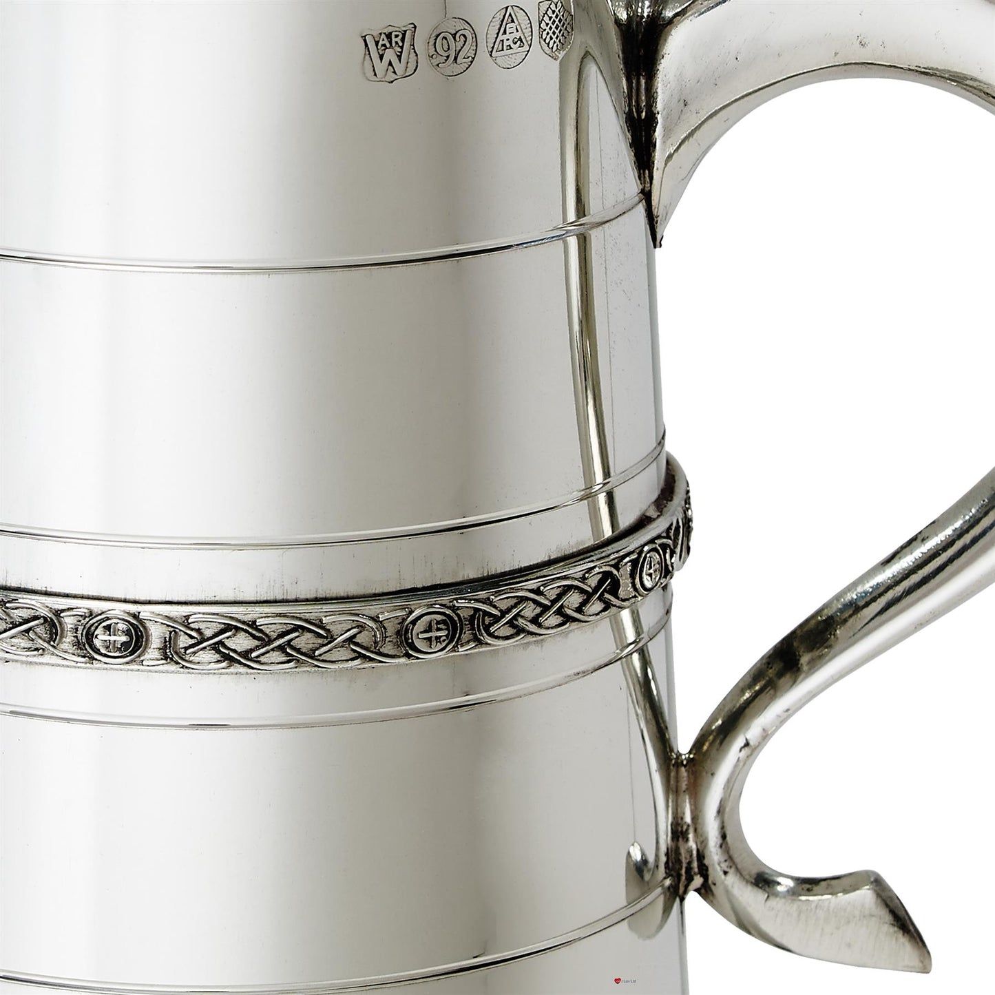 Pewter Tankard 1 Pint Lines and Celtic Band Touchmark Perfect for Engraving