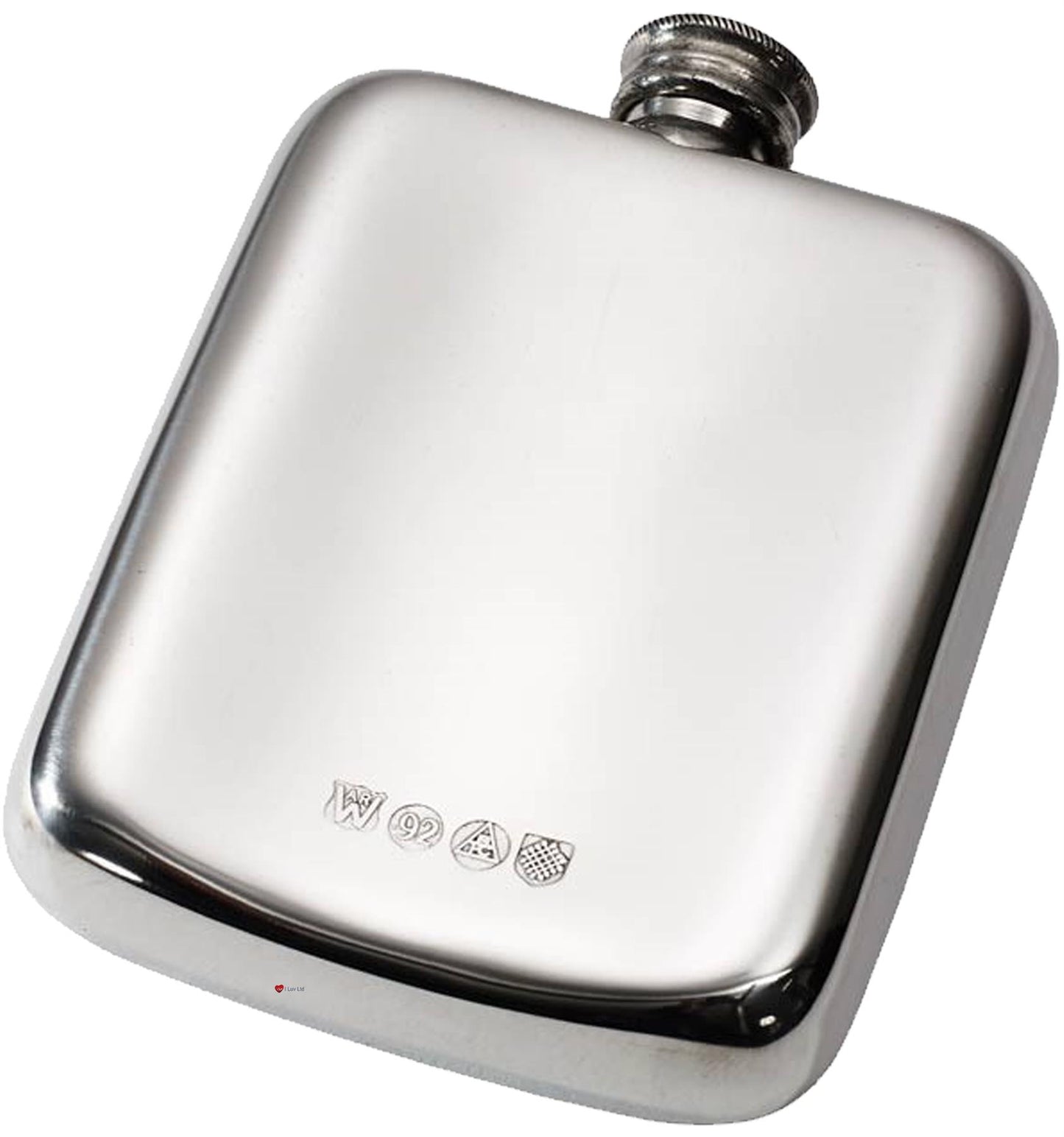 4oz Flask Pewter Rounded with Plain Bright Polished Screw Perfect for Engraving