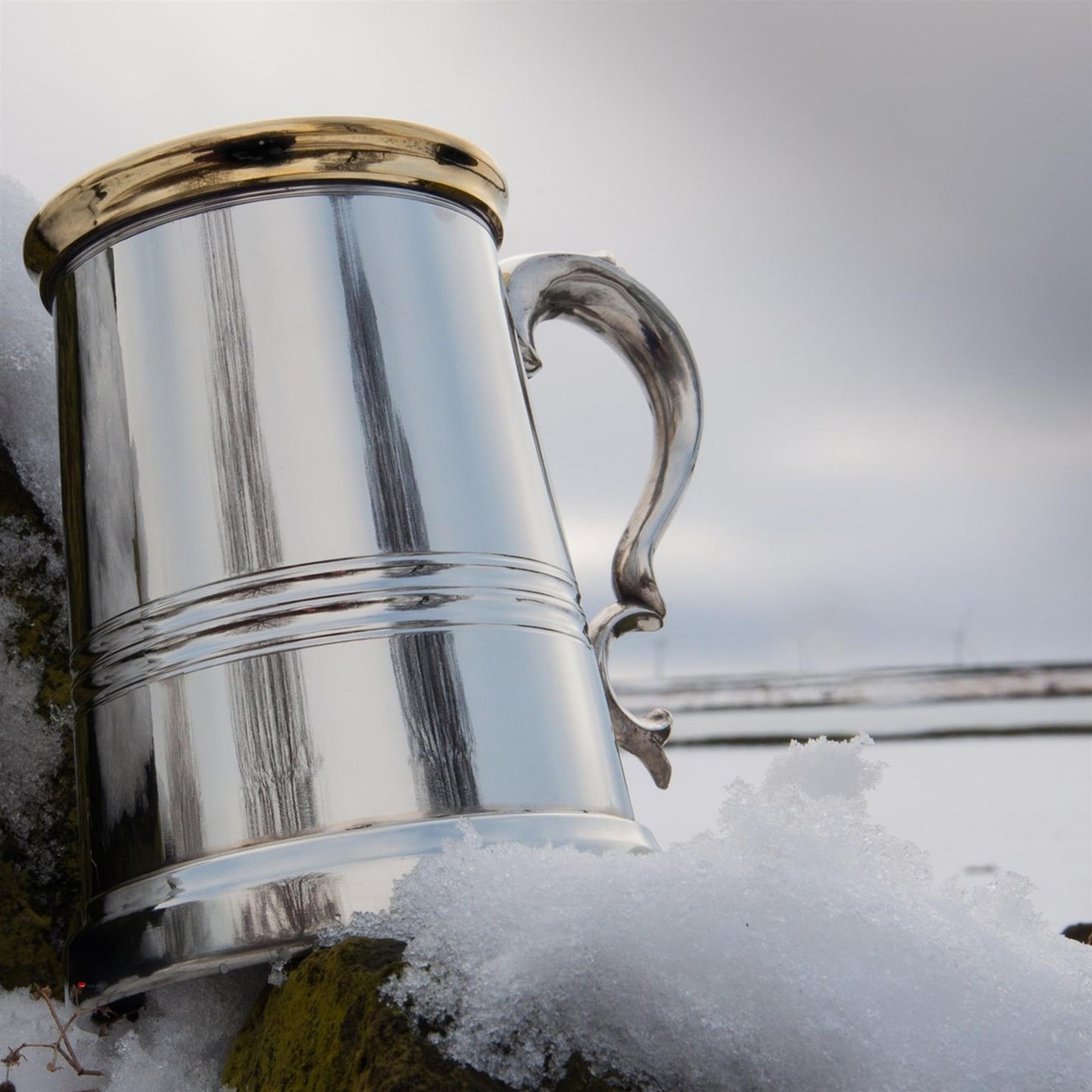 Pewter Extra Heavy Tankard 1 Pint Worcester with Brass Rim Perfect for Engraving