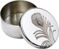 Small Pewter Trinket Box with Peacock Feather Design Perfect for Engraving