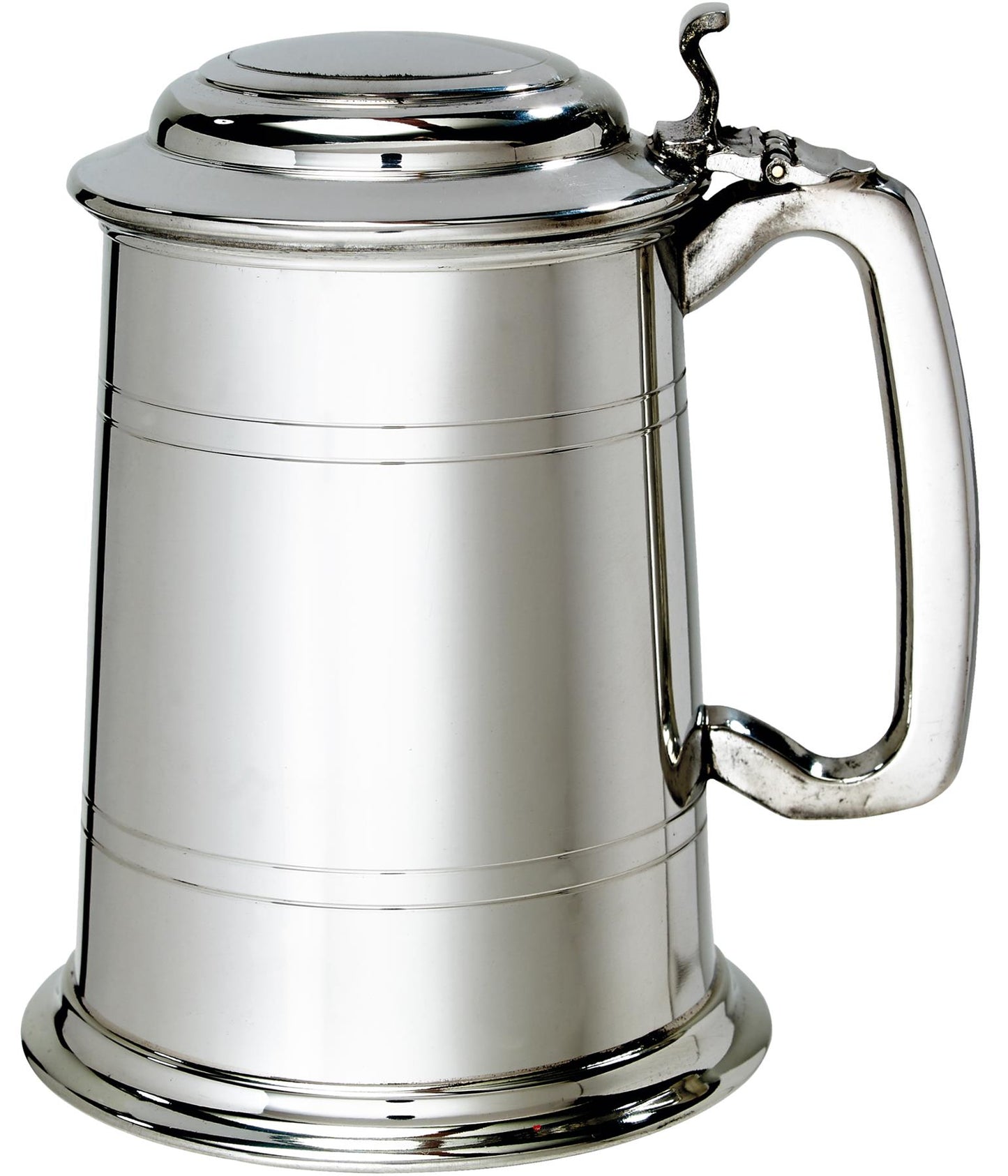 Pewter Lidded Tankard 1 Pint Plain Double Lines Square Perfect for Engraving