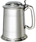 Pewter Lidded Tankard 1 Pint Plain Double Lines Square Perfect for Engraving