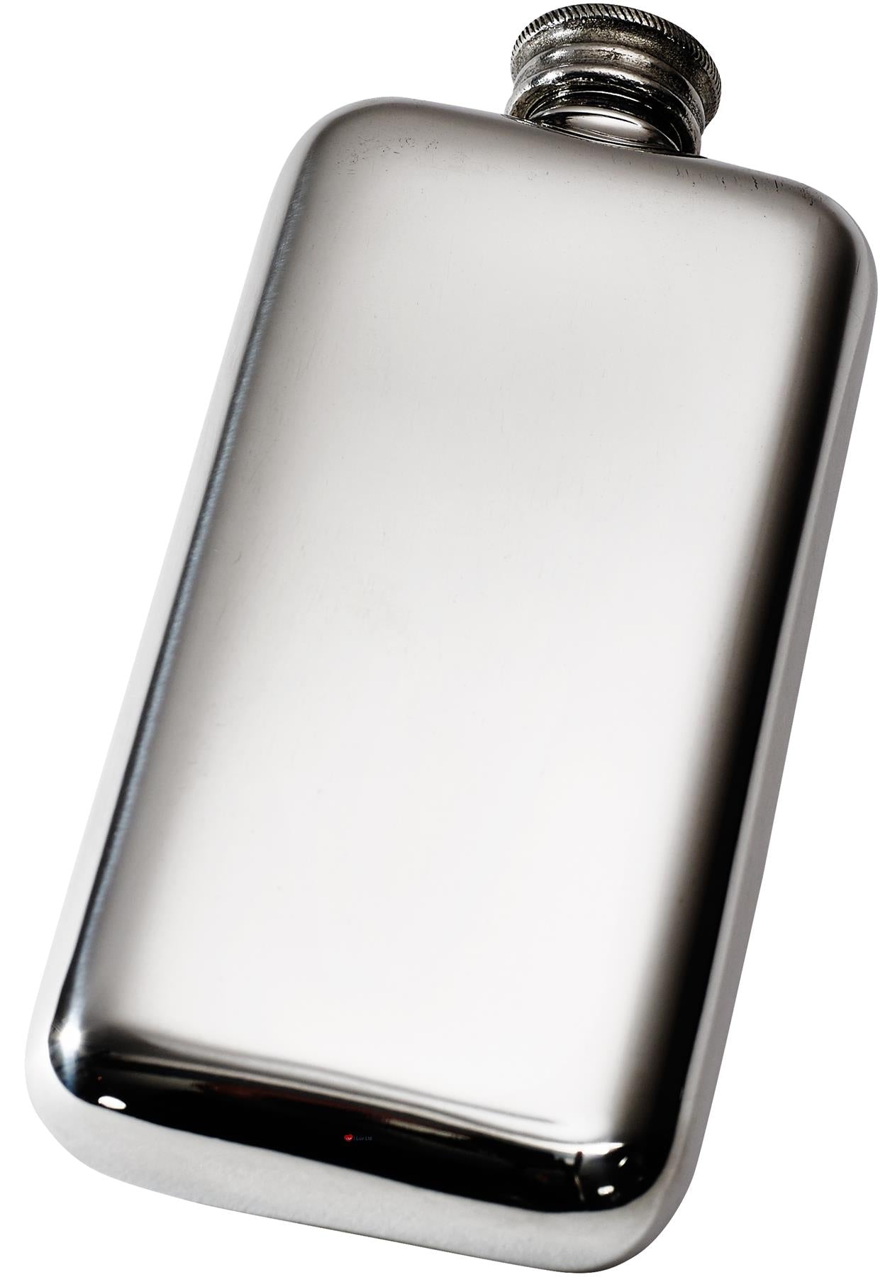 3oz Pewter Flask Rounded with Plain Bright Polished Screw Perfect for Engraving