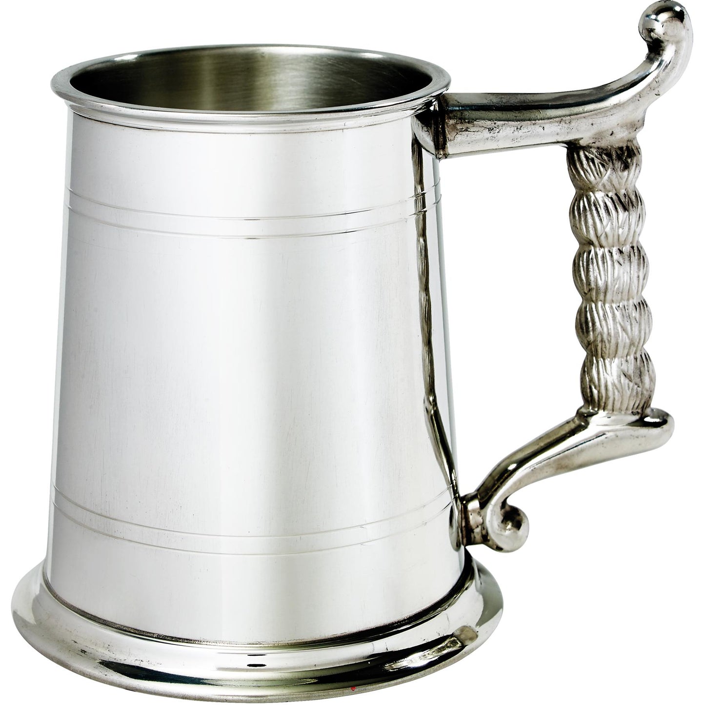 Pewter Tankard 1 Pint Plain Double Lines Rope Handle Perfect for Engraving