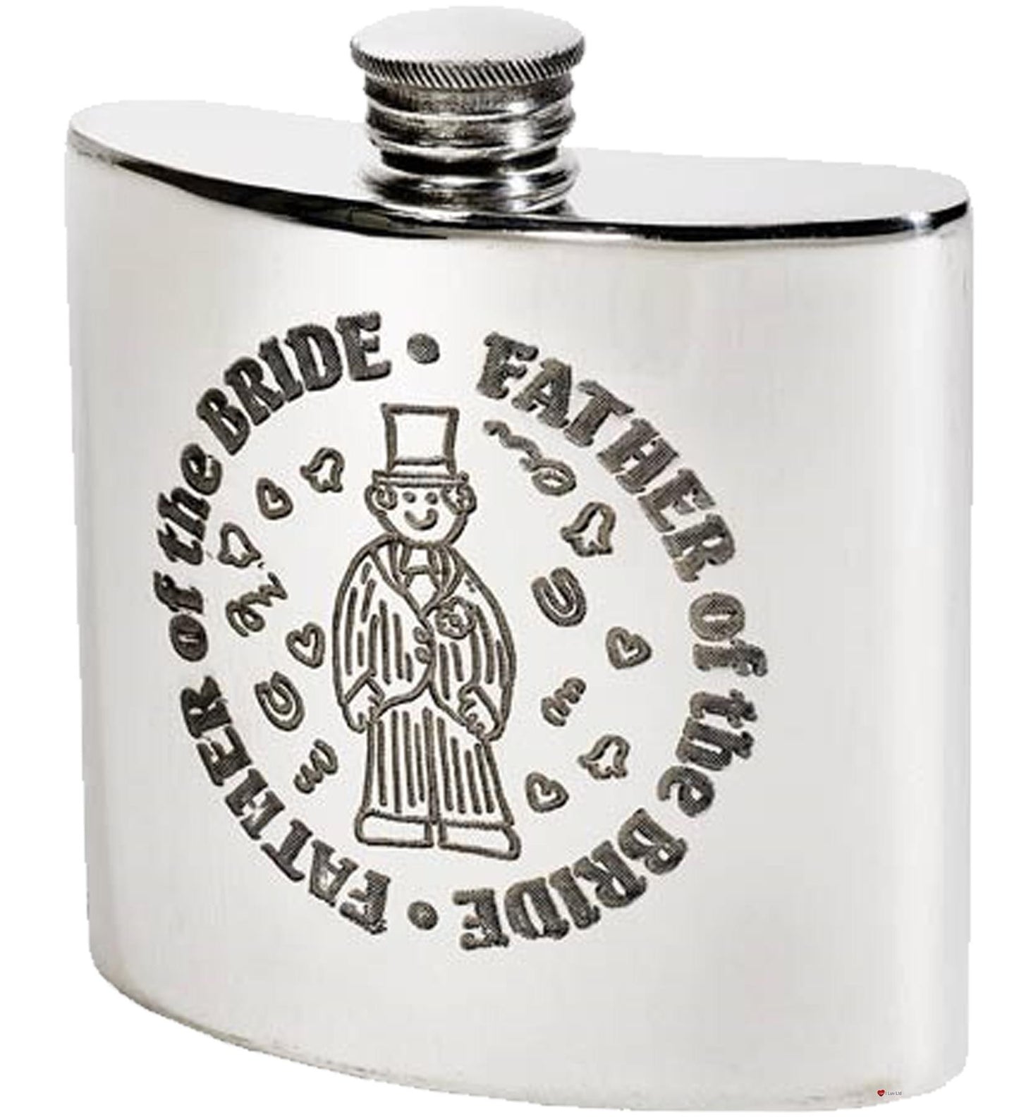 4oz Pewter Flask Wedding Father of Bride Polished Screw Perfect for Engraving