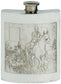 Pewter Hip Flask Hunting Foxes Picture Scene Kidney Engravable 6oz Screw Top