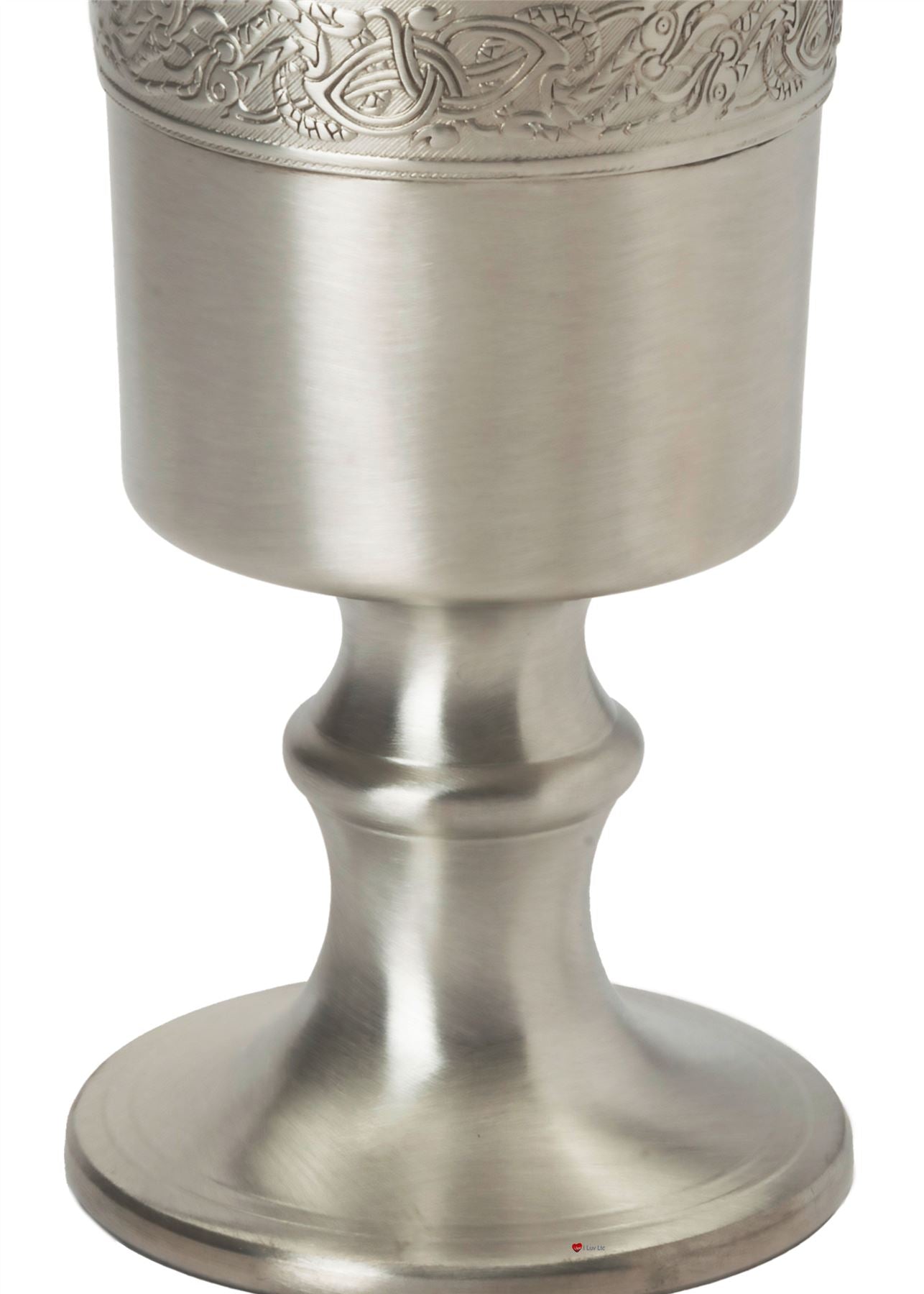 370ml Satin Finish Pewter Chalice With Celtic Dragon Design Banding Great Gift