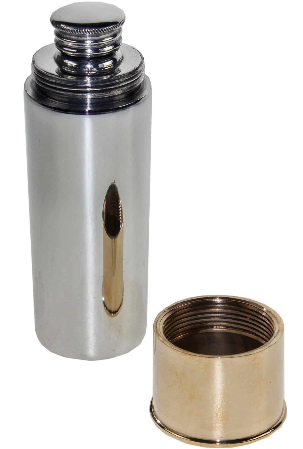 Pewter 4oz Flask as Shotgun Cartridge with Brass Screw Perfect for Engraving