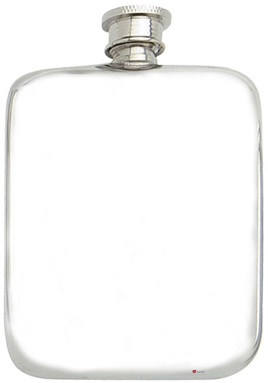 Pocket Liquor Flask 6oz Plain Pewter Flask Engravable Screw Top Ideal Gift