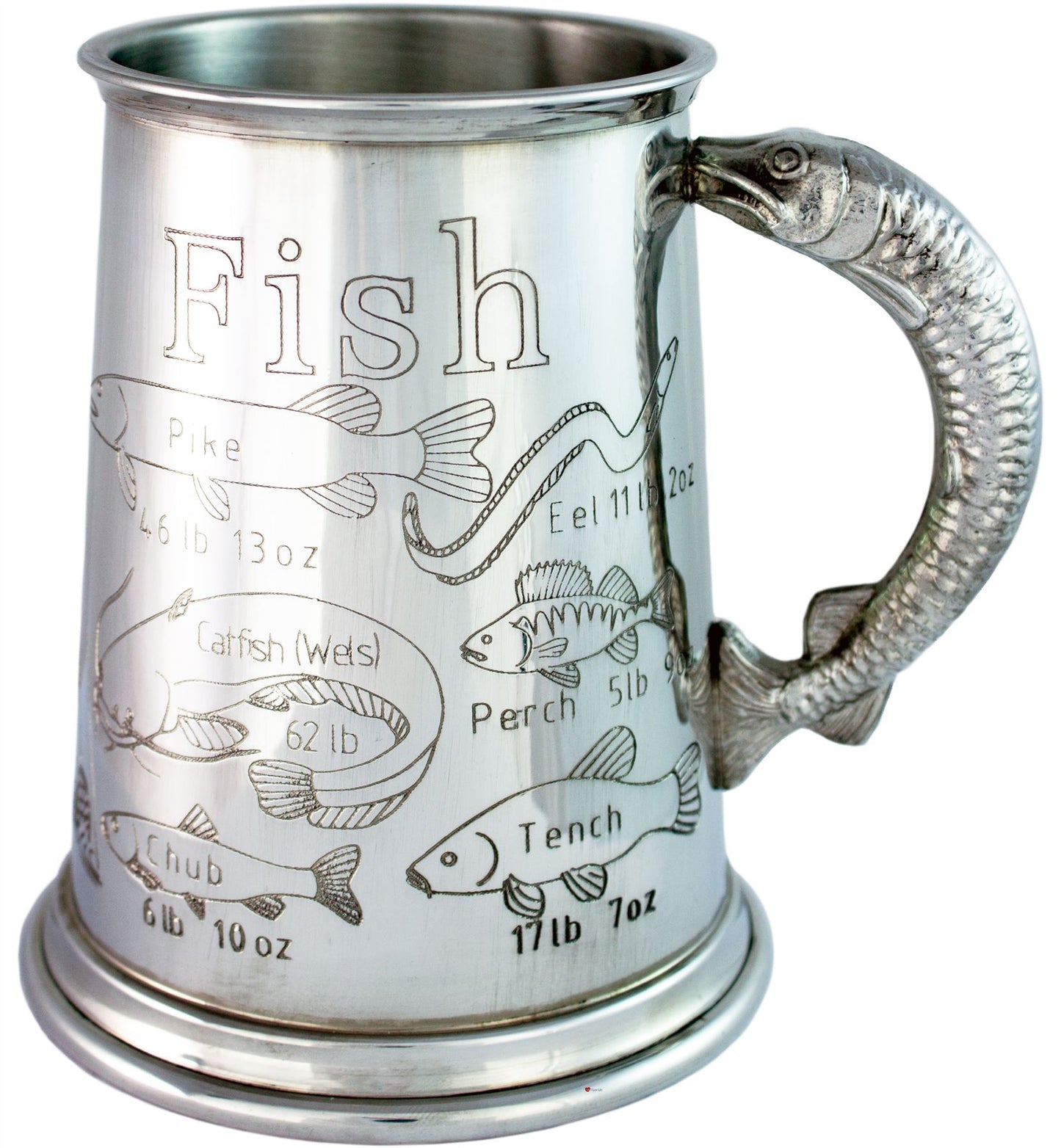 Fishing Gift Pewter 1pt Tankard Great Fishing Weight Records Gift for Fishermen