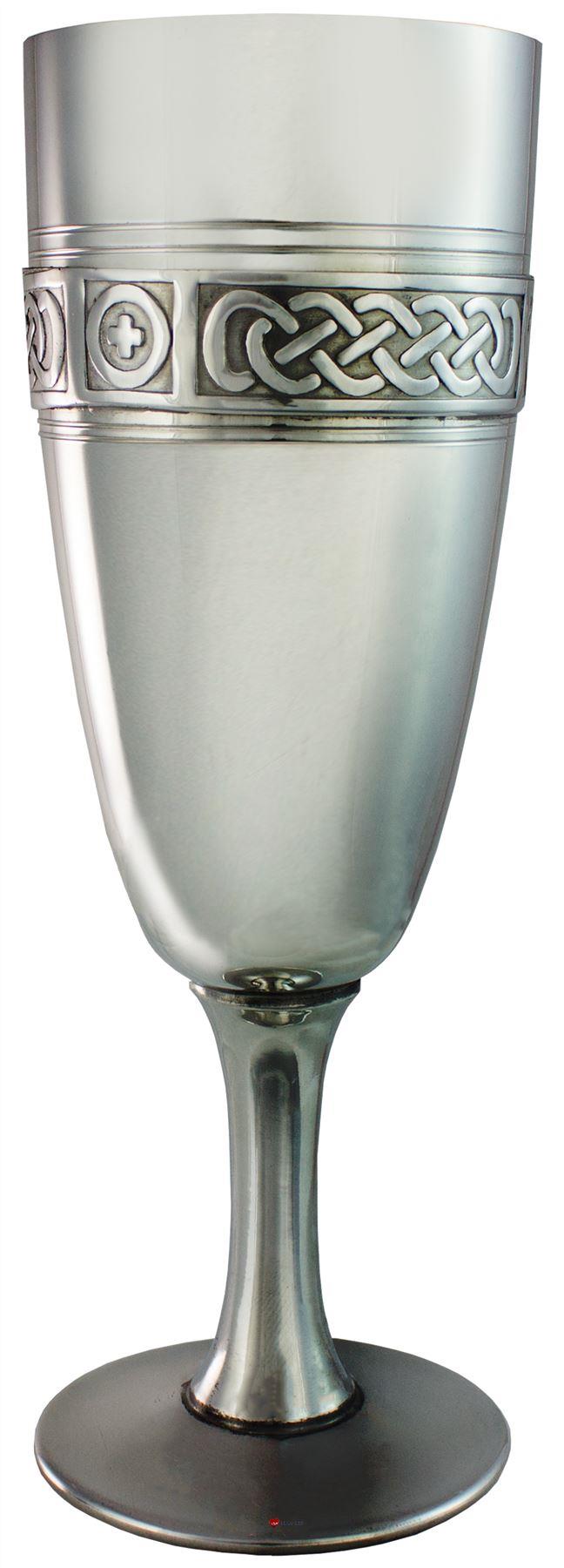 Pewter Celtic Banded Champagne Flute and Wine Goblet 6" 7" Wedding Gift