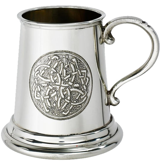 Quarter Pint Baby Christening Circle Tankard Pewter Handle Perfect for Engraving