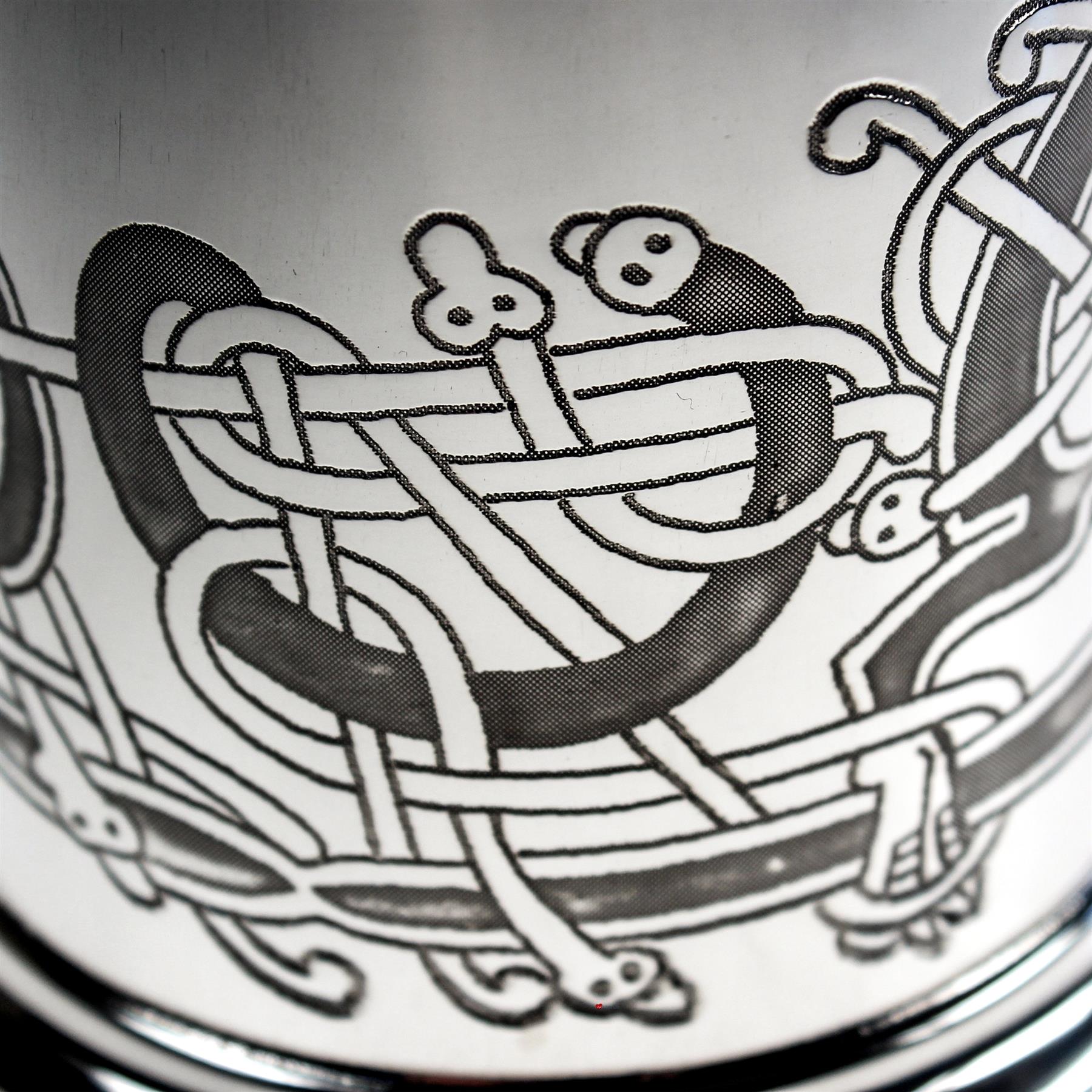 1 Pint Pewter Tankard with Celtic Birds Design Scroll Handle