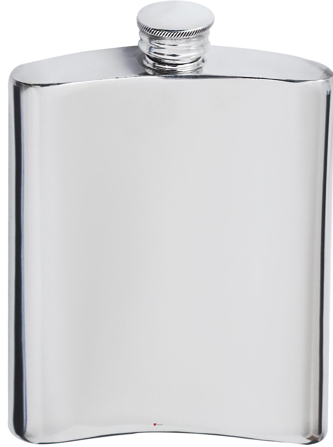 6oz Pewter Flask Kidney Shaped in Plain Polished Screw Top Perfect for Engraving