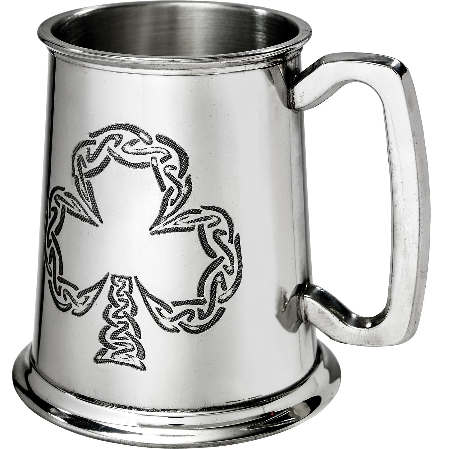 1 Pint Pewter Tankard Irish Shamrock Design Square Handle Perfect for Engraving