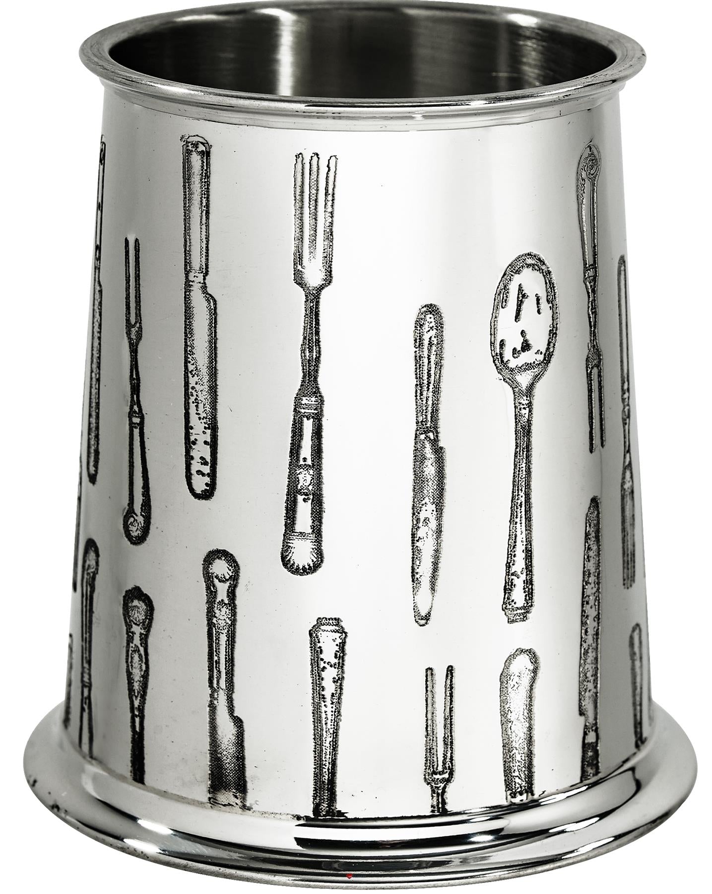 1 Pint Pewter Tankard with Knife, Fork, Spoon Design Handle Pure Gauge Beer