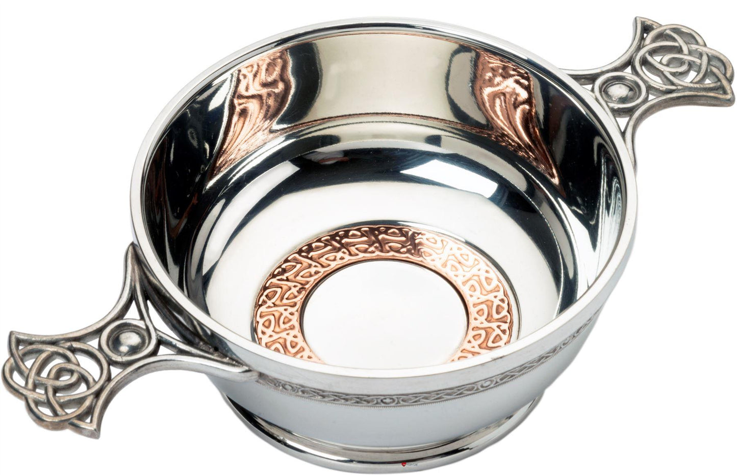 3" 4" Quaich with Scottish Celtic Design Copper Ring Insert Celtic Handle