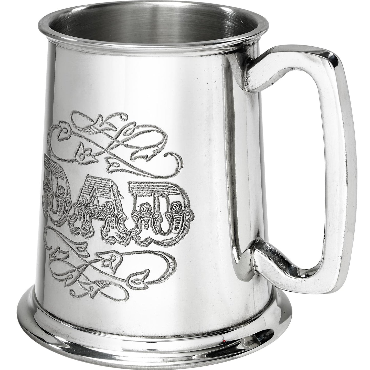 Pewter Tankard 1 Pint with DAD Ornately Embossed Perfect for Engraving