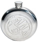 Round Pewter 6oz Flask Knox Inspired Design Polished Screw Perfect for Engraving