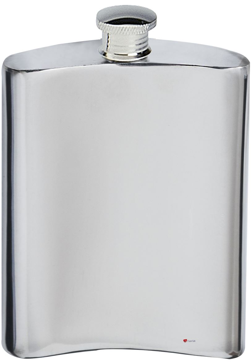 Pewter Hip Flask London On British Union Jack 6oz Space for Engravable Screw Top