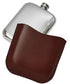 4oz Pewter Pocket Flask in Brown Genuine Leather Pouch Perfect for Engraving