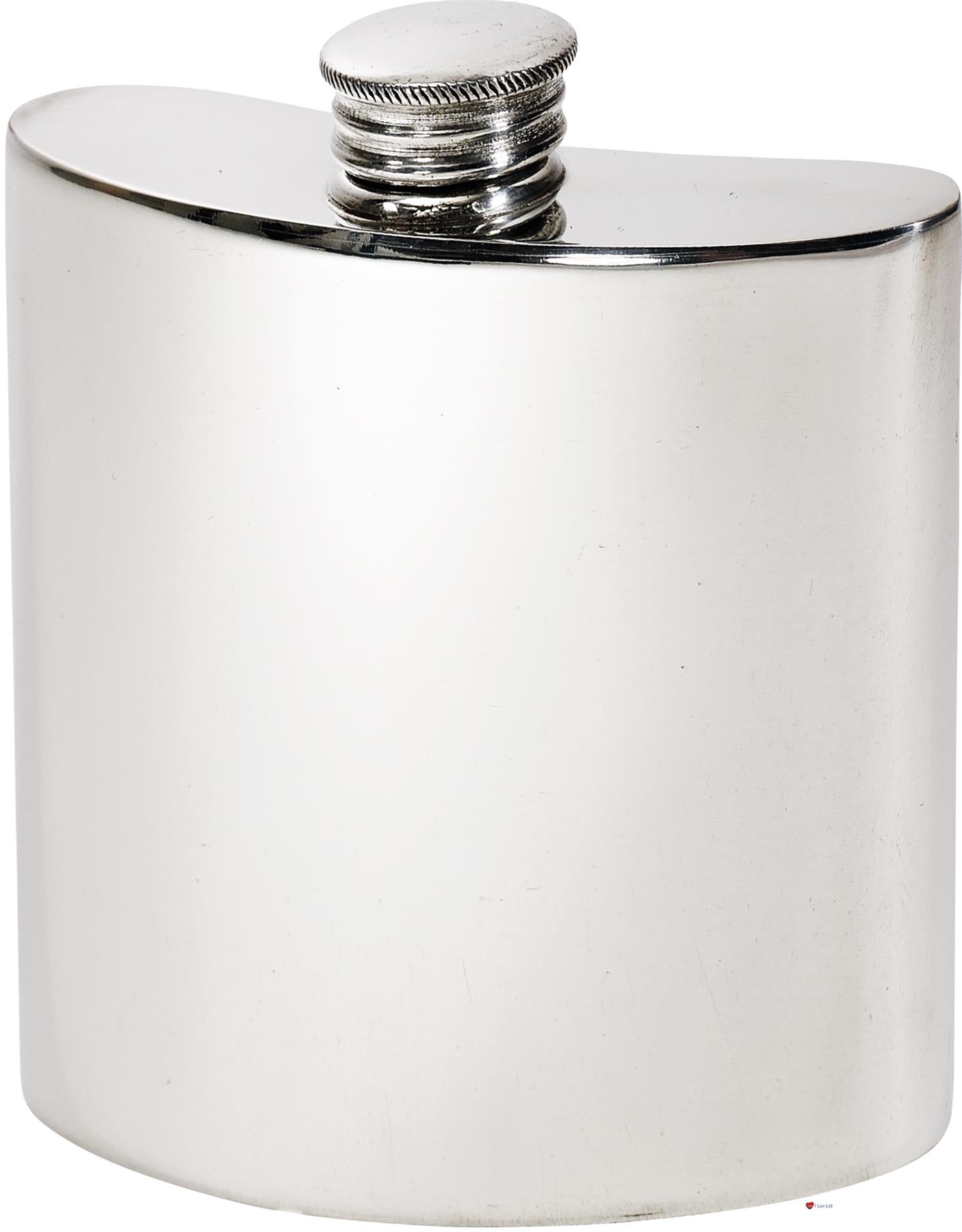 4oz Pewter Flask Kidney Shaped in Plain Polished Screw Top Perfect for Engraving