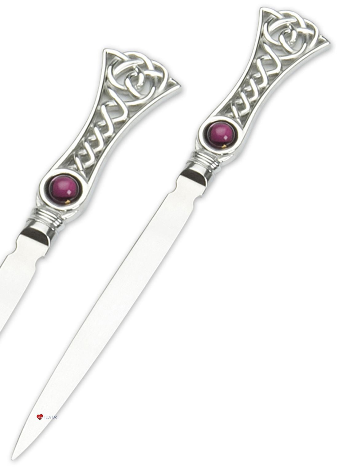 Letter Opener 18cm Pewter Handle Celtic Amethyst Coloured Stone Ideal Wedding