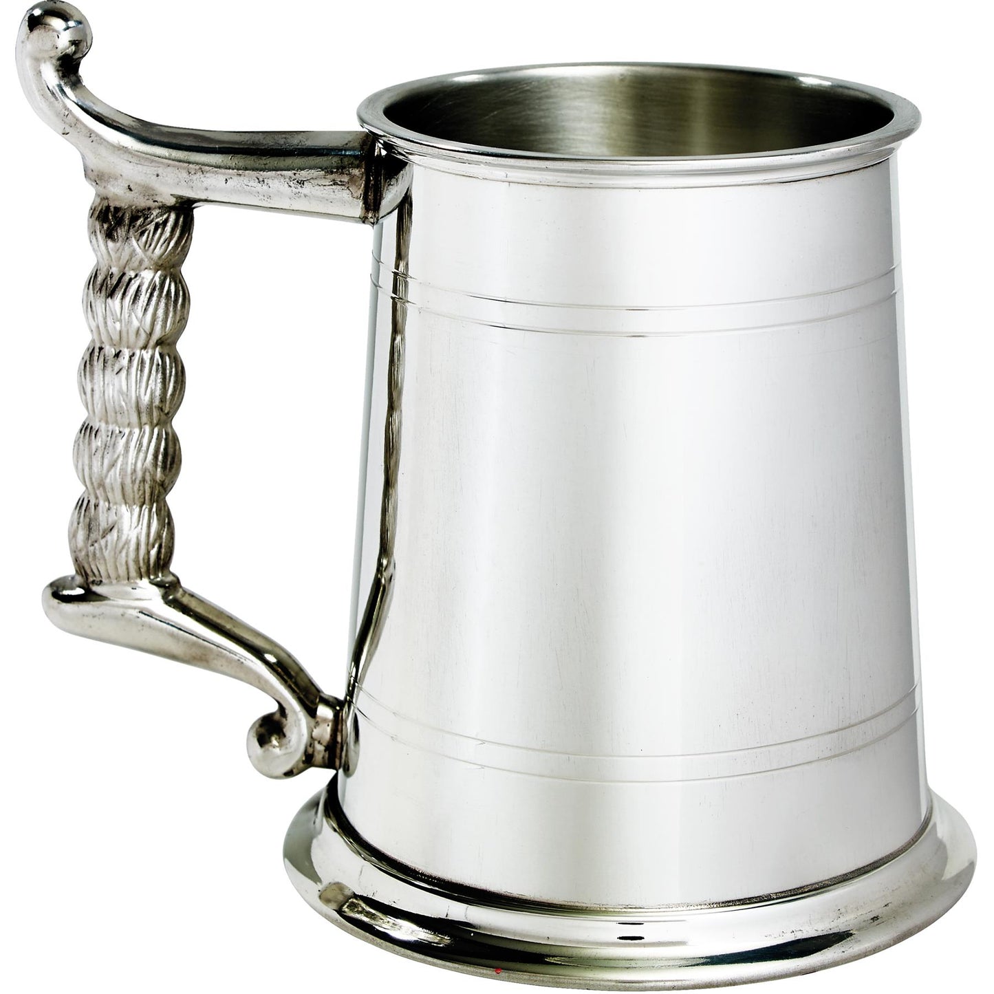 Pewter Tankard 1 Pint Plain Double Lines Rope Handle Perfect for Engraving