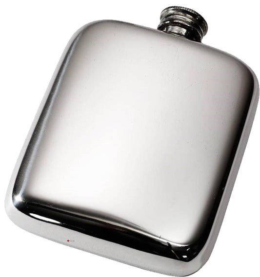 4oz Flask Pewter Rounded with Plain Bright Polished Screw Perfect for Engraving