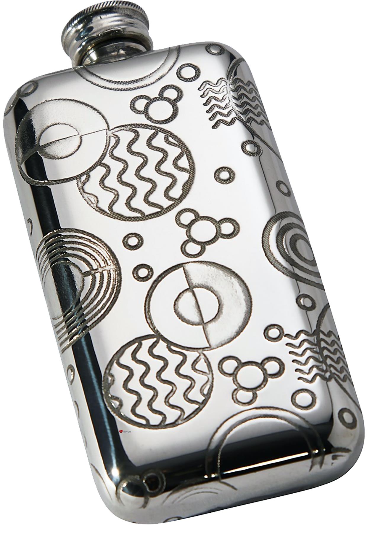 3oz Pewter Pocket Purse Flask Embossed Design Retro Pattern Polished S – I Luv Gifts 3oz Pewter Pocket Purse Flask Embossed Design Retro Pattern Polished S – I Luv Gifts