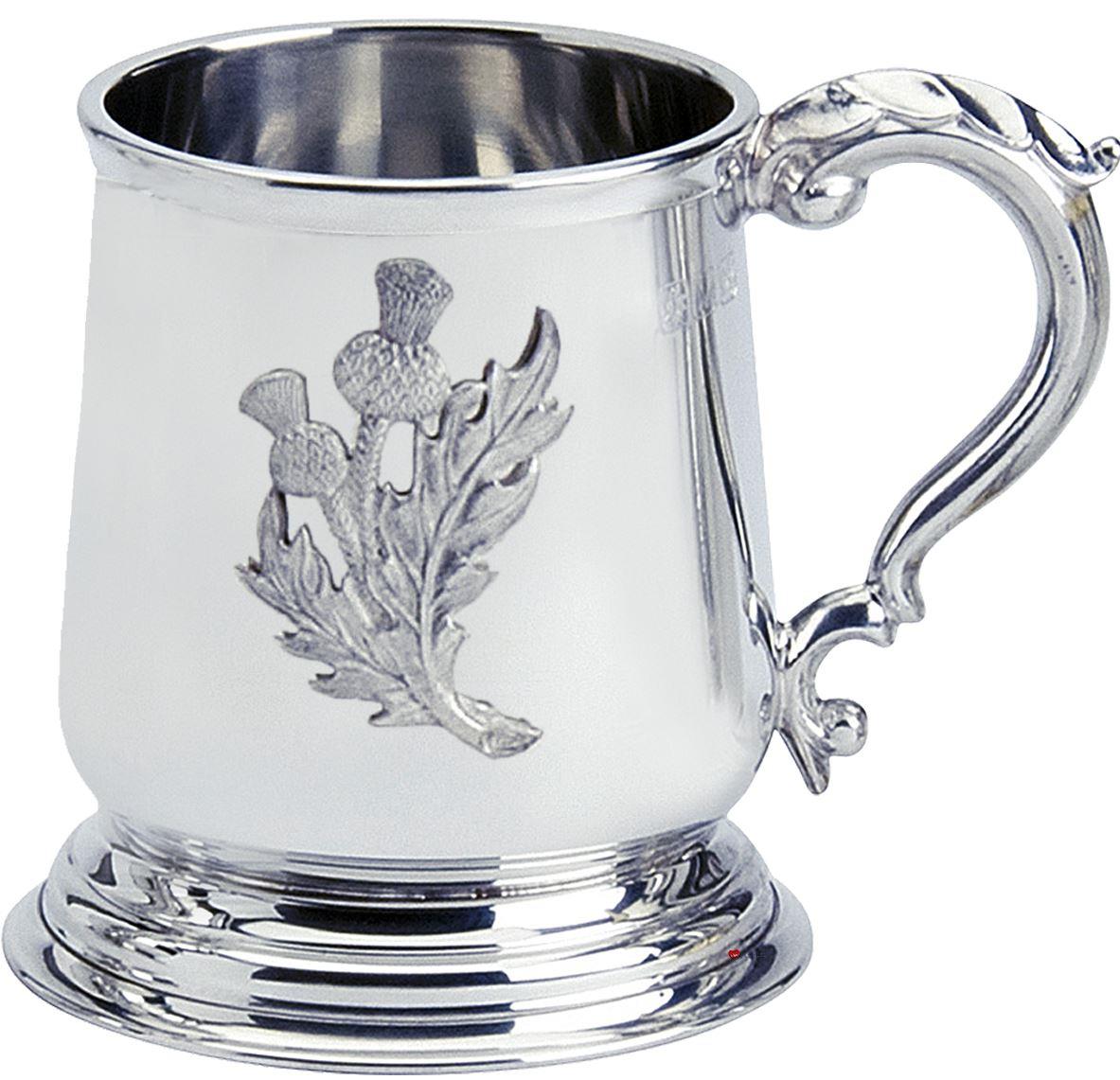 Pewter Tankard George 3rd Ornate Handle 1pt Polished  Great Gift