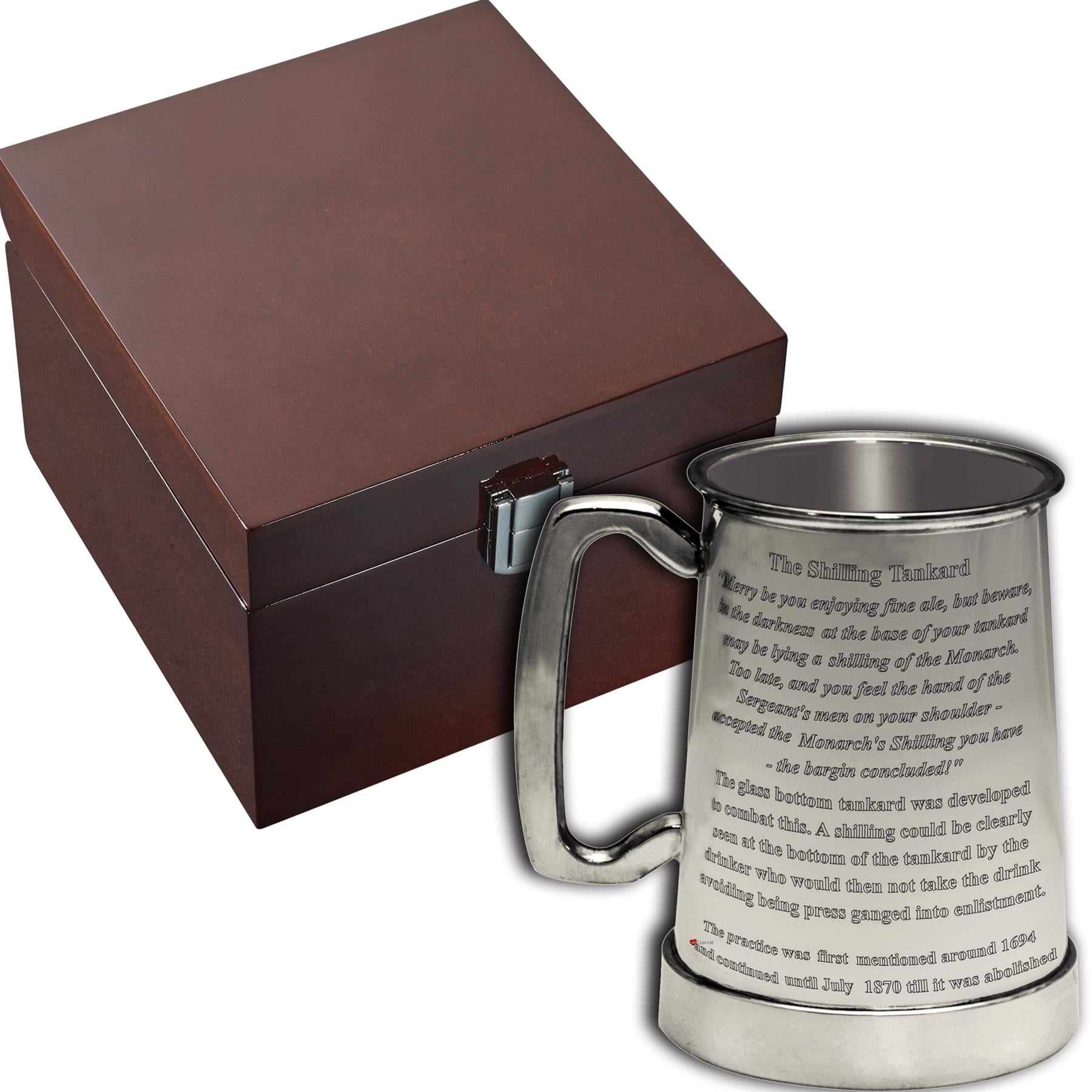 Wooden Dark Brown Presentation Box for One Pint Mug Box Black Velvet Insert