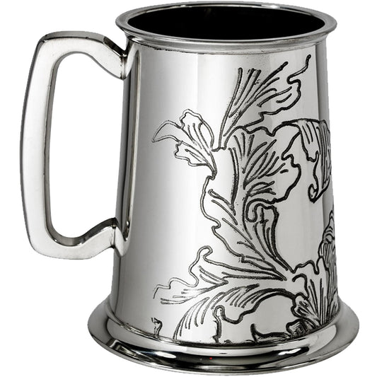 Tankard 1 Pint Acanthus Leaf Pattern Square Handle Acanthus Pattern