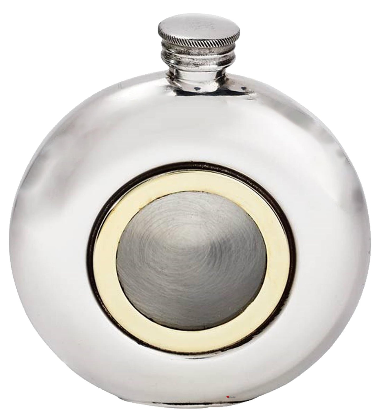 6oz Round Hip Flask Brass Porthole Bright Polished Screw Perfect for Engraving