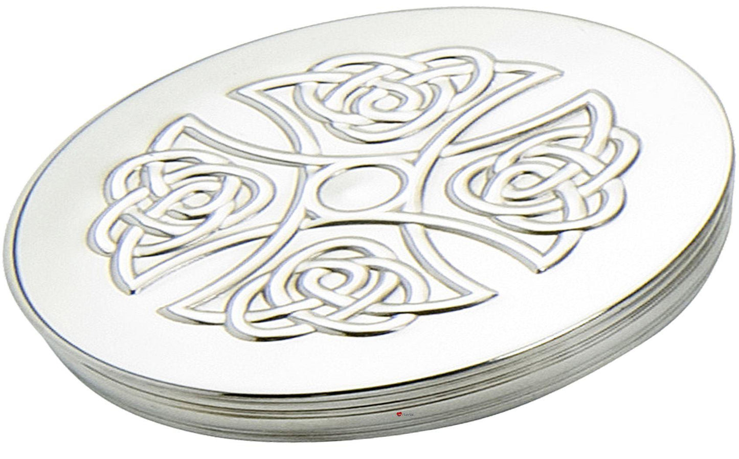 Trinket Boxes Pewter Round with Celtic Knot Motif Cross on Lid 90mm 50mm