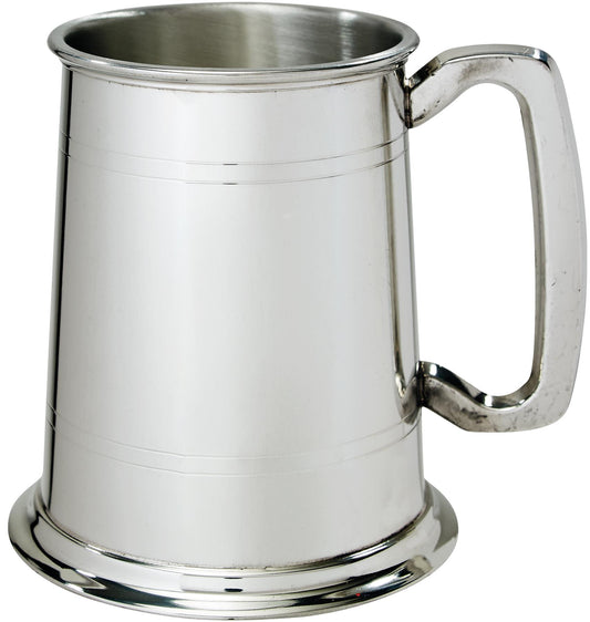 Pewter Beaker 1 Pint Tulip Polished with Satin Rim Tankard Perfect for Engraving