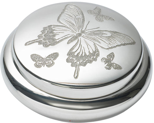 Pewter Trinket Box Butterfly Design Georgian Shaped Perfect for Engraving