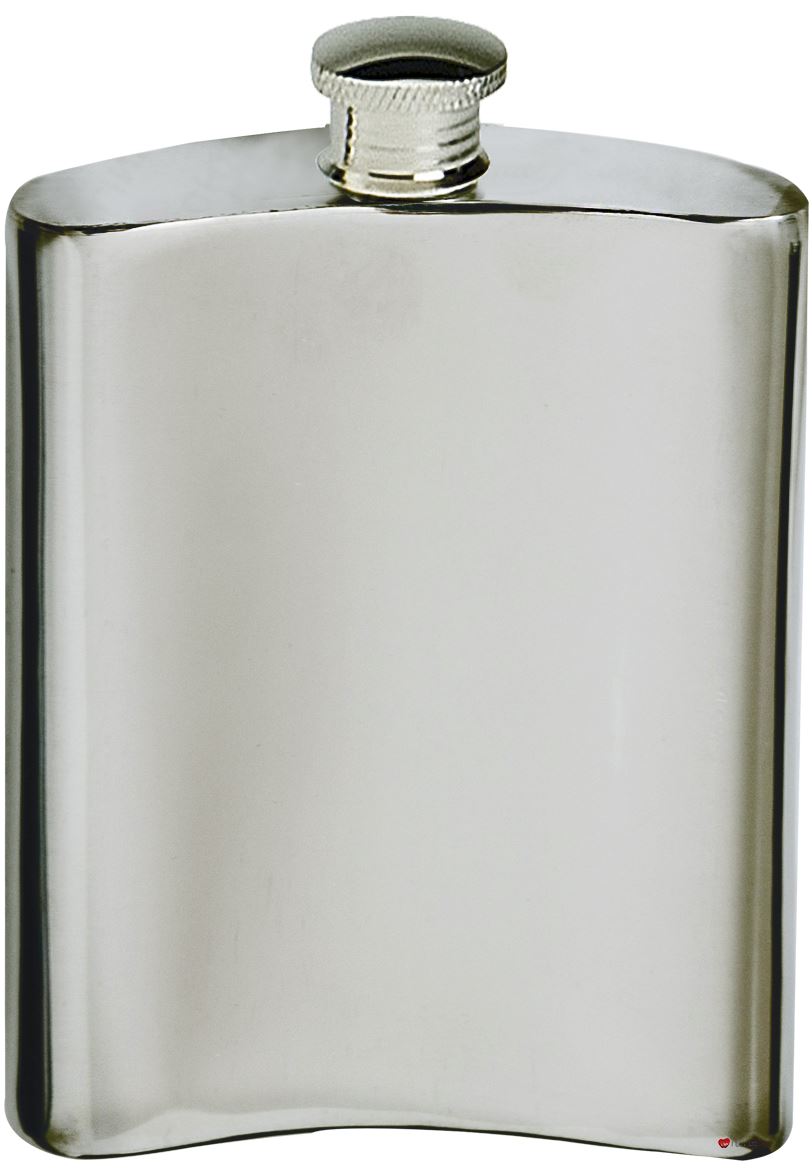 Pewter Hip Flask Golf Clubs with Ball 6oz Kidney Shape Screw Top Engravable