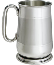 Pewter Tankard 1 Pint Howard Style Satin Banded with C Handle