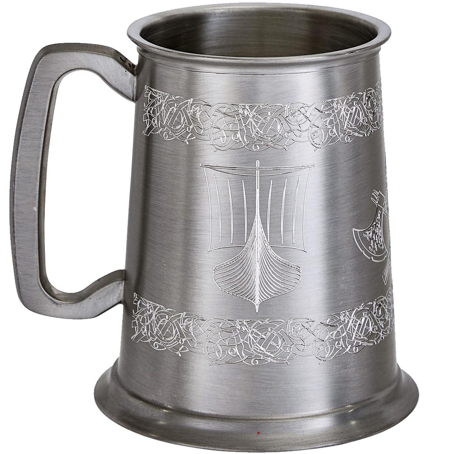 Pewter Tankard 1 Pint Viking Ship Design Antique Pewter Square Handle Pure Beer