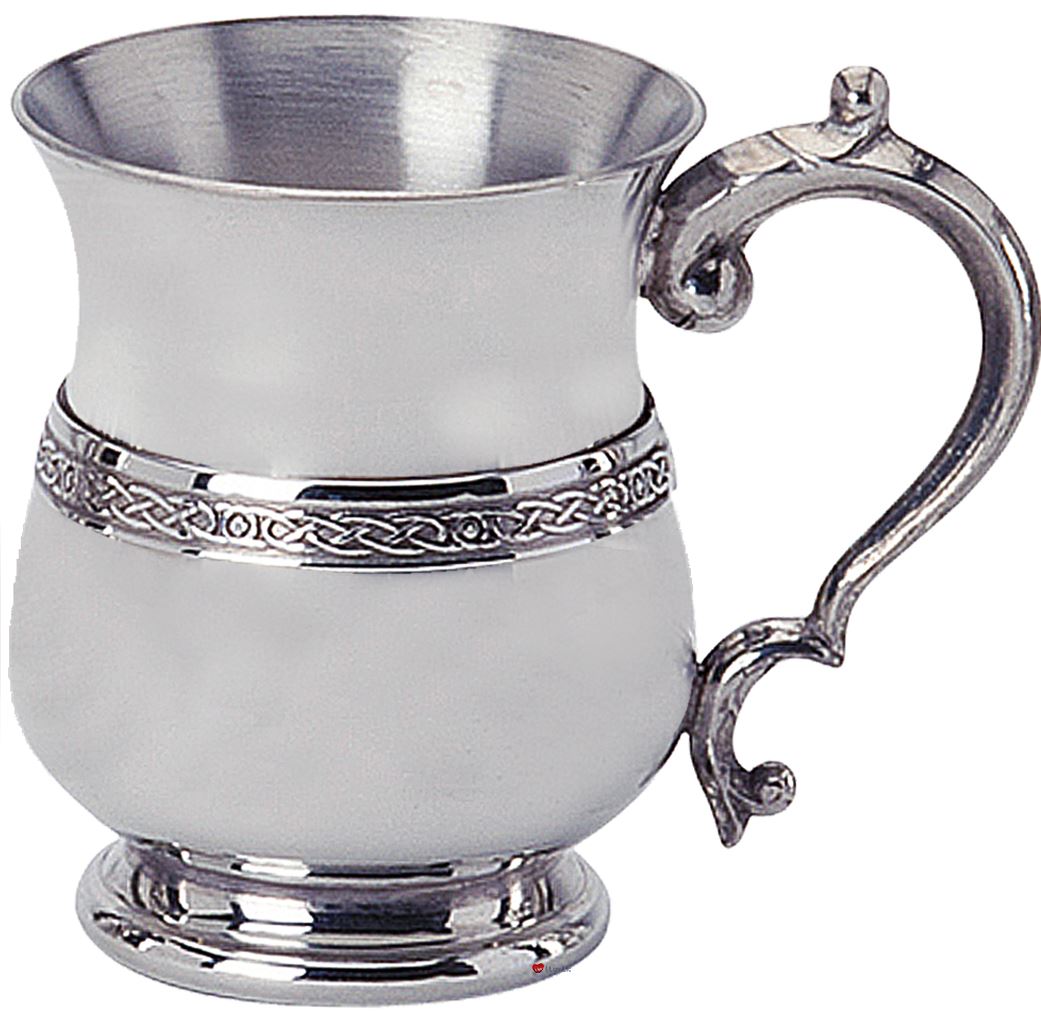 Child's Christening Tankard Pewter Cup Georgian Shape Celtic Wire Engravable