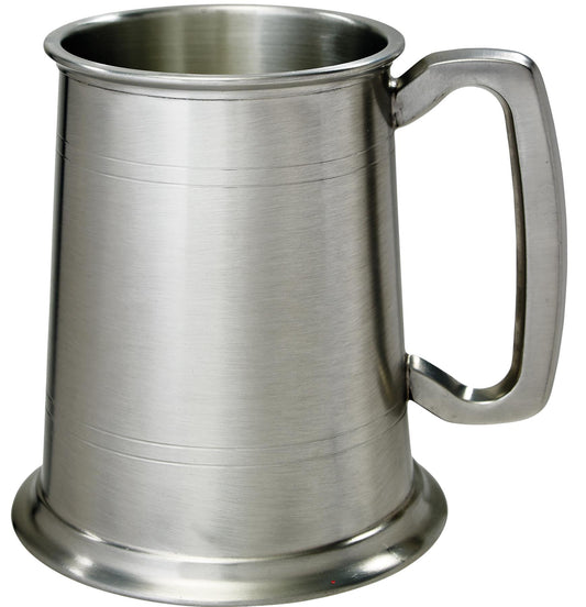 Pewter Tankard 1 Pint Plain Double Line Antique Handle Perfect for Engraving