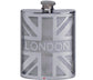 Pewter Hip Flask London On British Union Jack 6oz Space for Engravable Screw Top