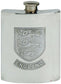 Pewter Hip Flask 6oz English Three Lions Shield Screw Top Engravable Back