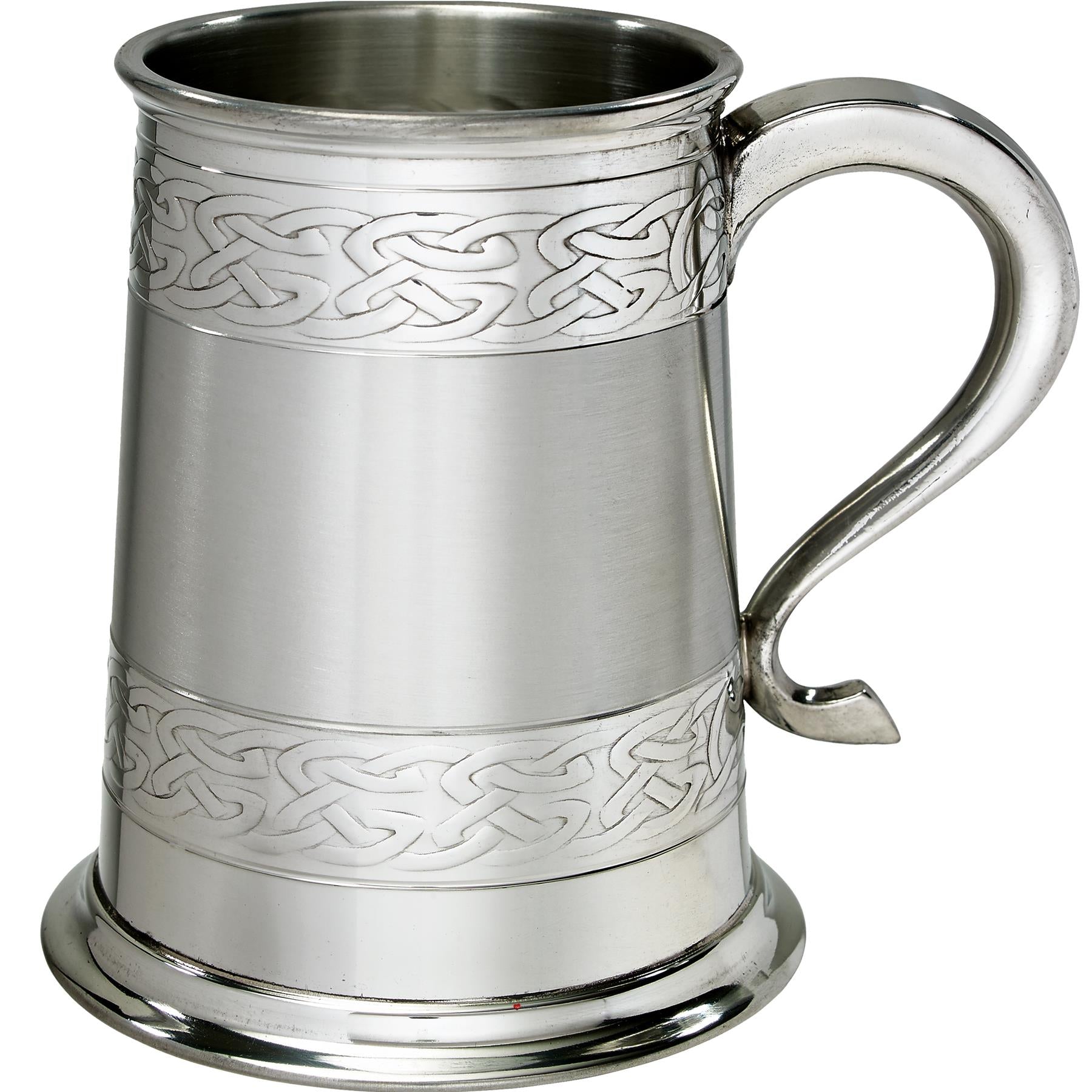 1 Pint Pewter Tankard With Satin Band and Celtic Band Design